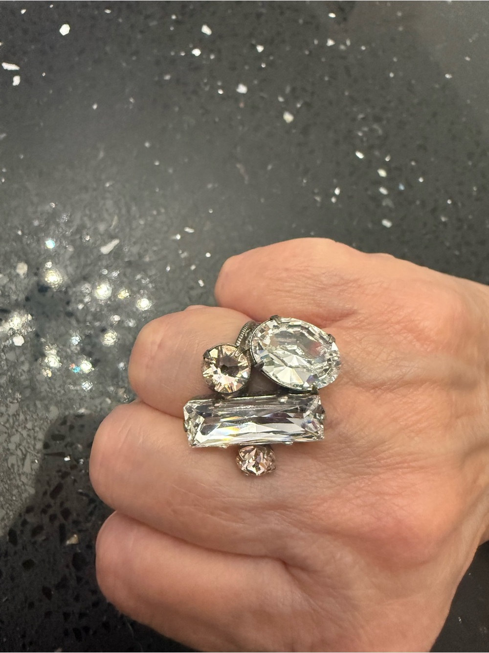 Sorrelli Clear Crystal Multi-Stone Statement Ring